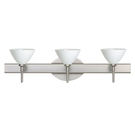 Besa Lighting Domi Vanity, White, Satin Nickel Finish, 3x5W LED 3SW-174307-LED-SN